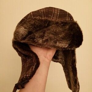 Fur Trapper Hat Kids Boys Size S Quilted